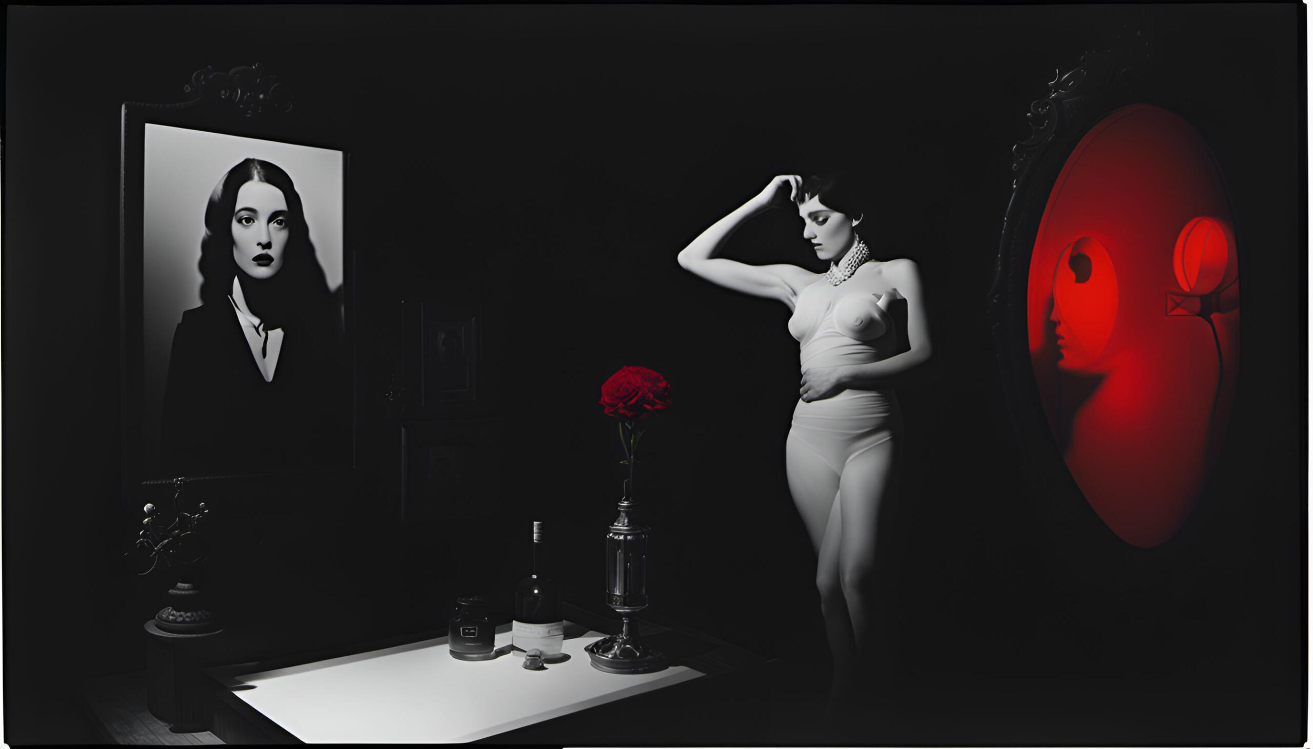 There's an underlying volatility to her stillness, a sense that she could strike like a coiled serpent at any moment.